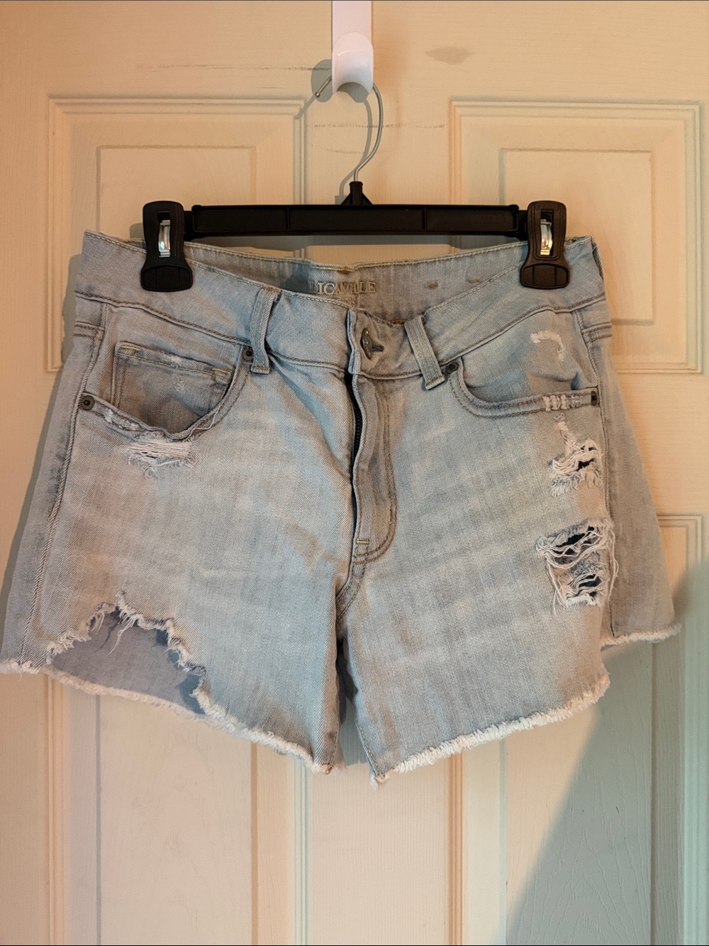 American Eagle Outfitters Light Blue Distressed Denim Shorts